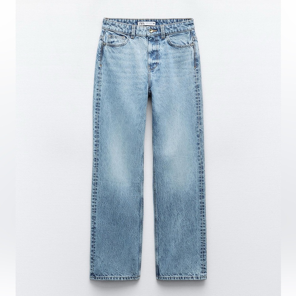 Zara High Waisted Full Length Straight Leg Jeans 27 🩵